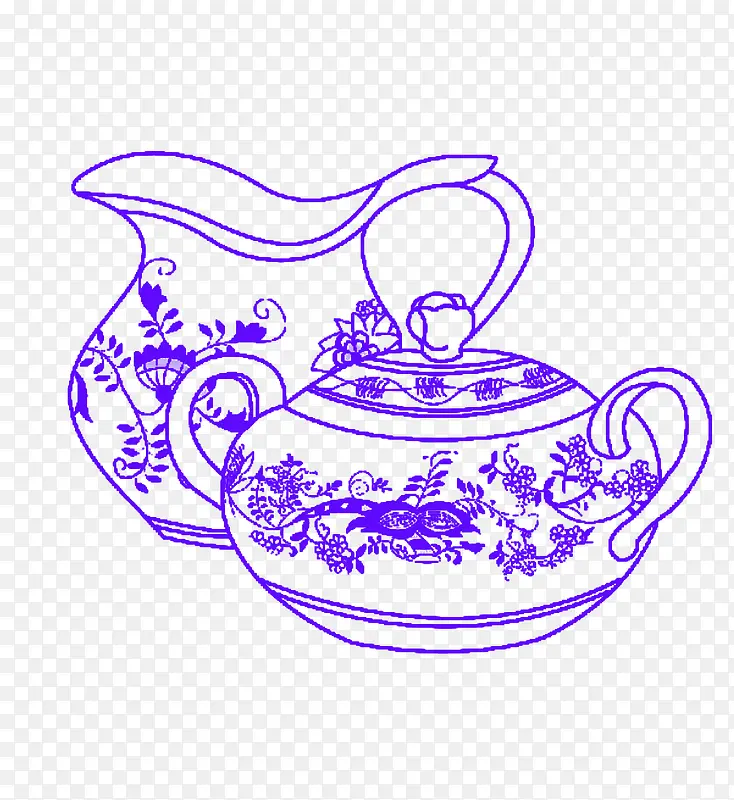 青花茶壶
