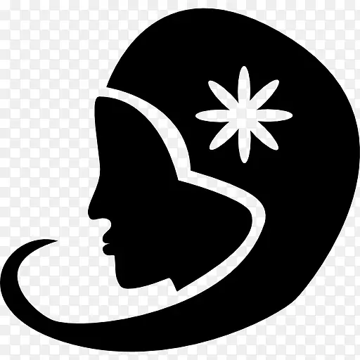 处女座女人的头部形状，象征图标