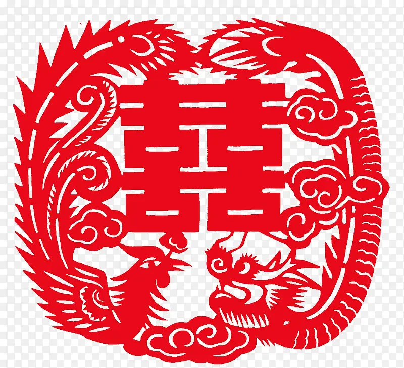 小门贴纸凤凰双喜字