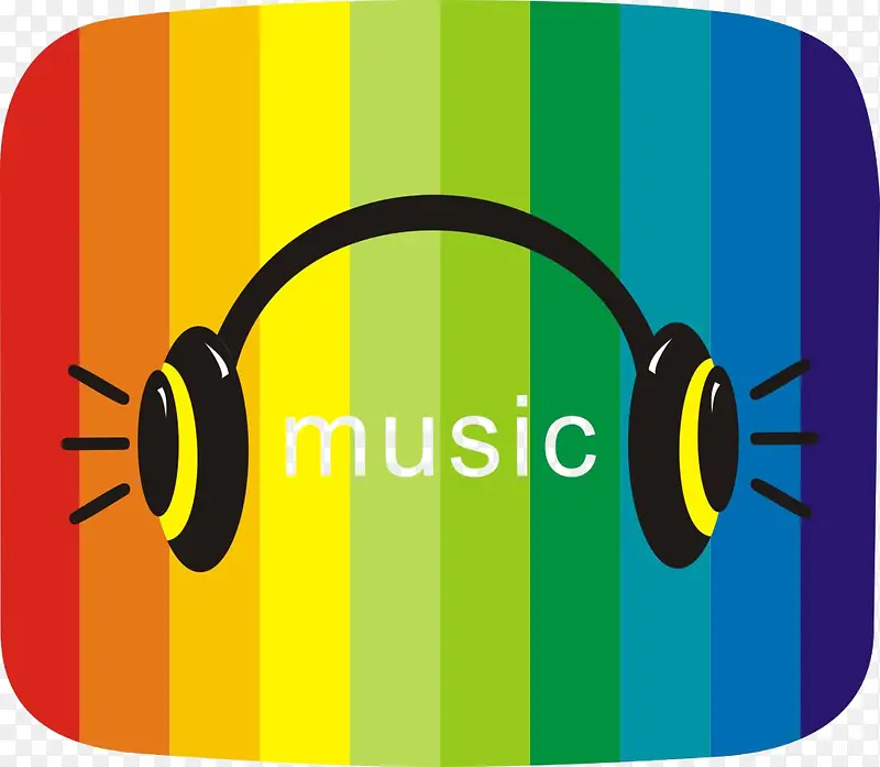 music彩虹底纹黑色耳机