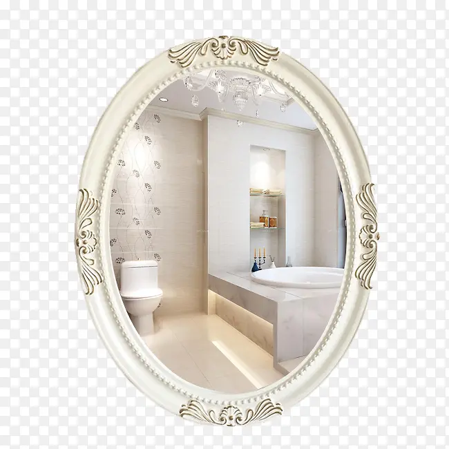 白色欧式浴室镜子