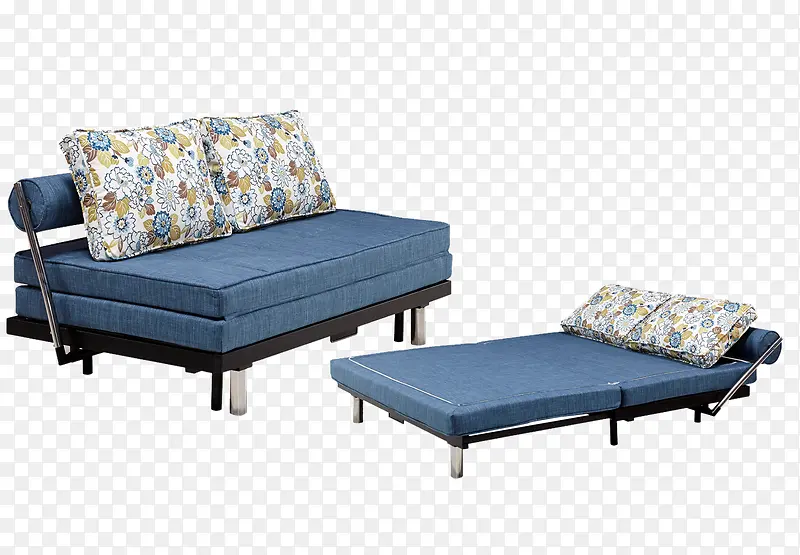 小户型蓝色沙发床