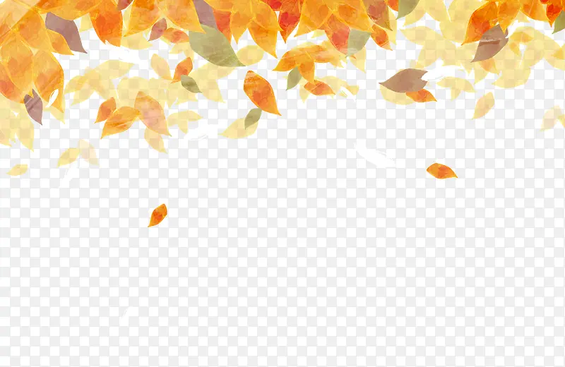 唯美水彩深秋树叶