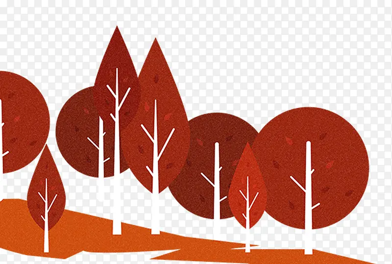 卡通手绘红色树木底部背景