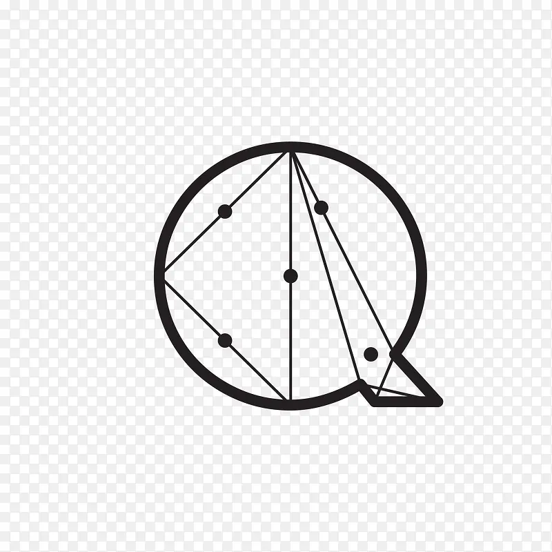 字母Q黑色几何免抠素材