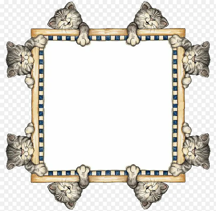 猫咪装饰正方形文本框