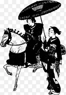 骑白马的日本女人