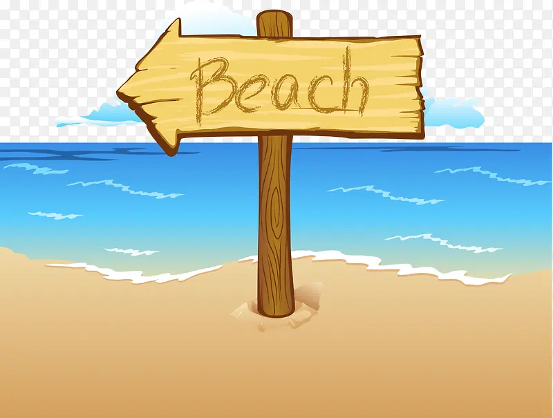 矢量沙滩指示牌