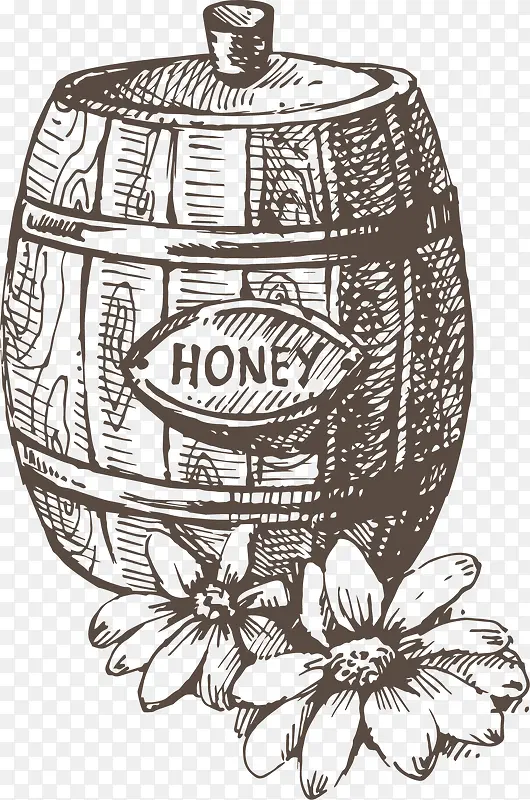 木桶蜂蜜矢量图