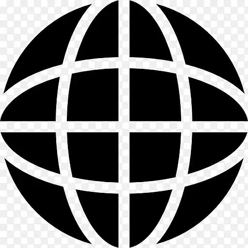 地球黑标志与细网格图标