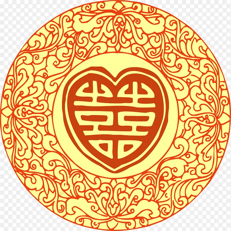 喜字花纹婚宴请柬图片
