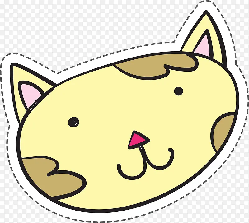 黄色卡通小猫咪卡通贴纸