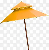 橙色太阳伞沙滩海边木板告示牌设