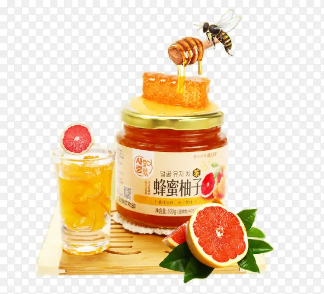 木板上蜂蜜柚子茶