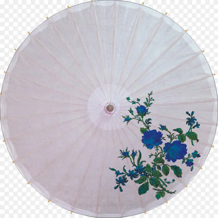 白色蓝花伞