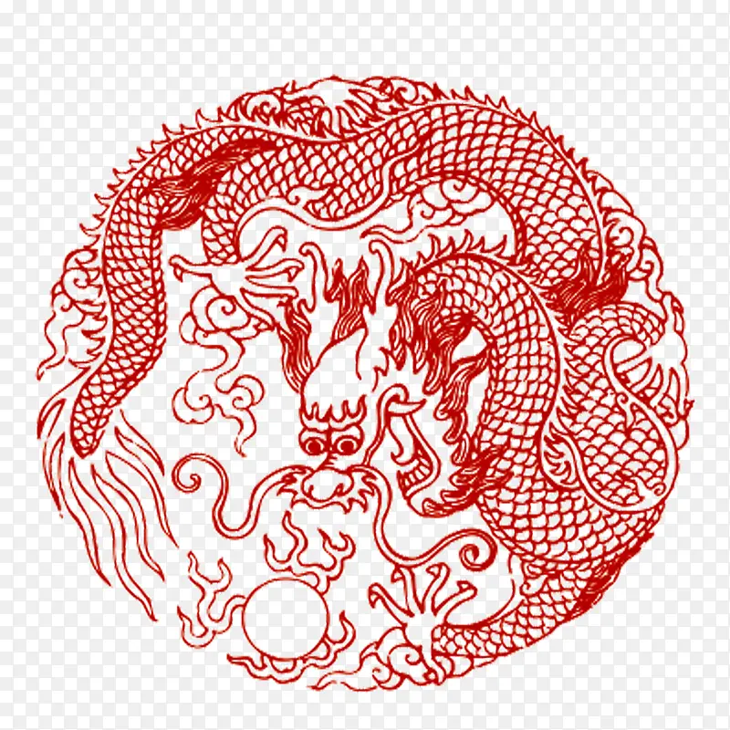中国红龙花纹