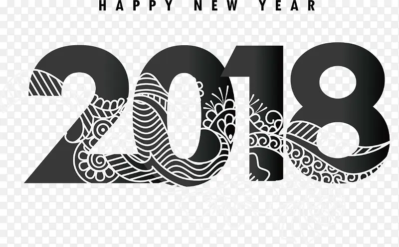 中国龙花纹2018艺术字