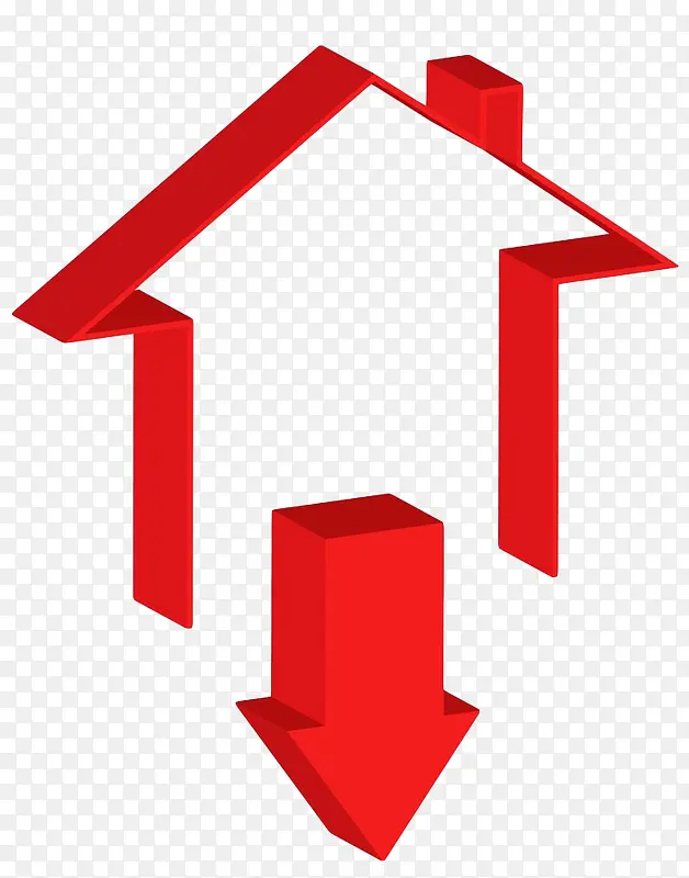 红色手绘房子箭头