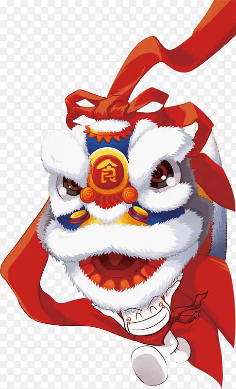 中国风红色传统舞狮