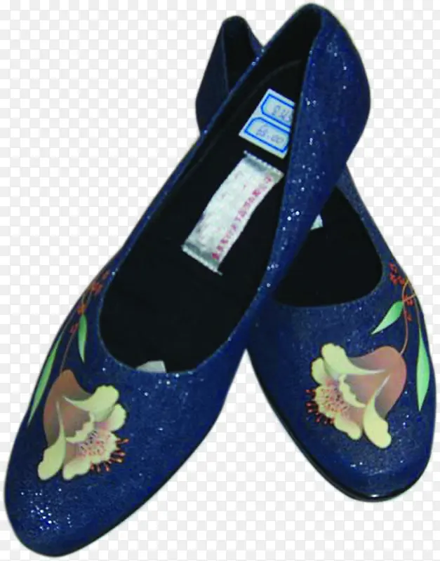 蓝色花纹中国风女鞋