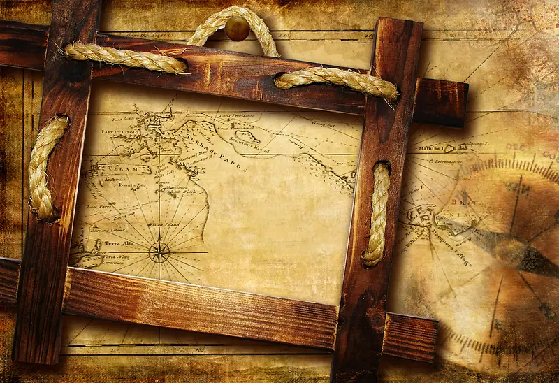 航海地图背景与木框
