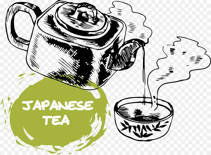 矢量手绘日本绿茶