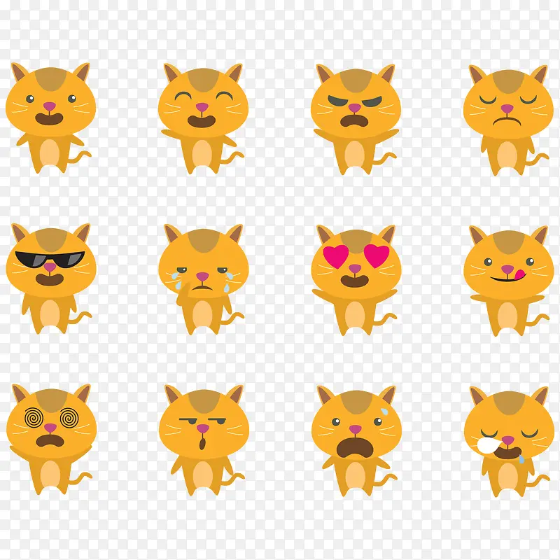 猫滑稽表情符号矢量素材