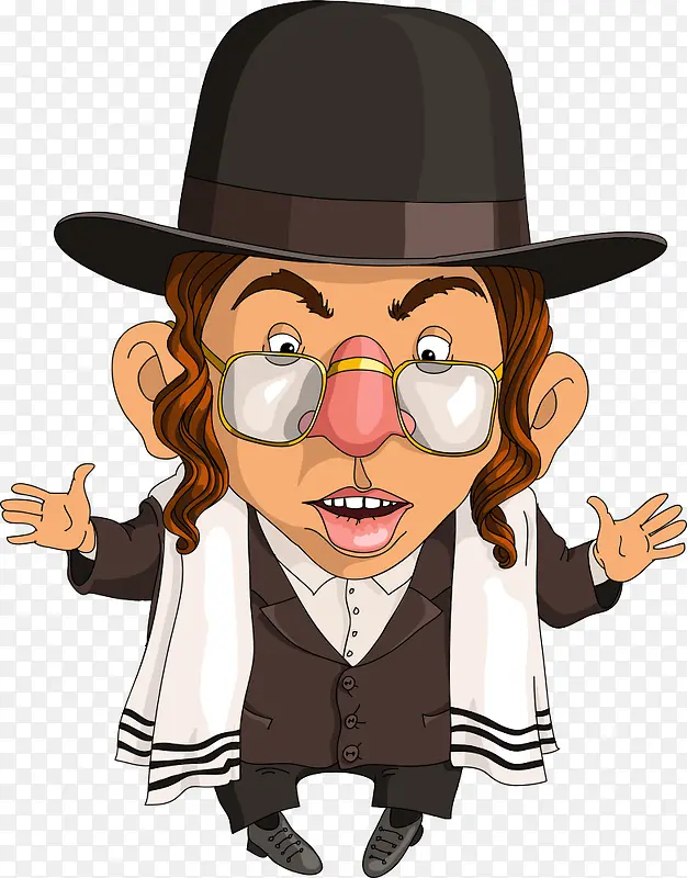 戴帽子眼镜的犹太人