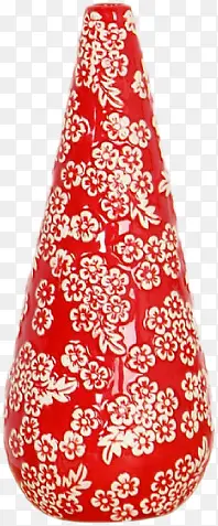 日本风格红色白花花瓶