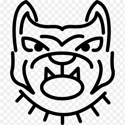 愤怒的牛头犬的面部轮廓图标