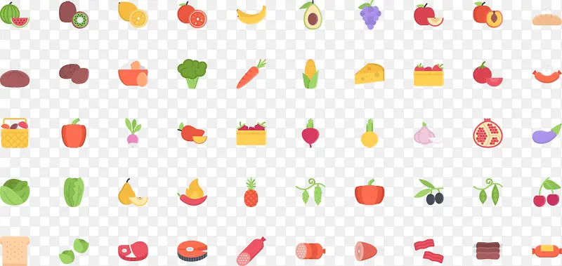 食物饮品彩色扁平图标icon