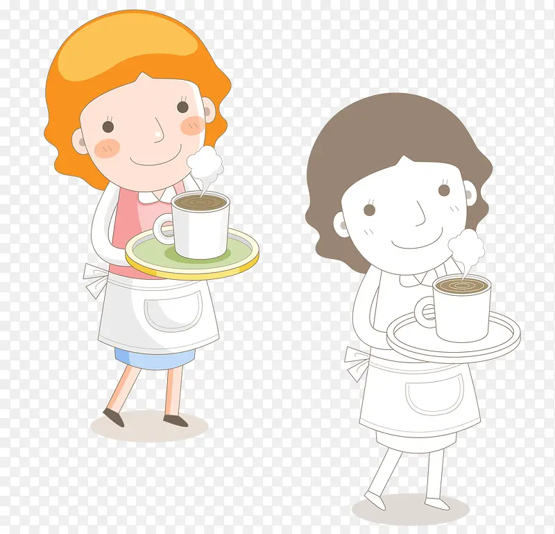 卡通端茶的妈妈免抠图PNG图片素材下载_图片编号yrmmgkdj-免抠素材网