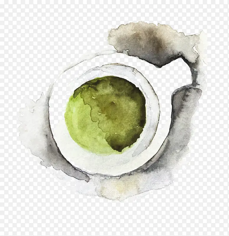 矢量水彩绿茶抹茶