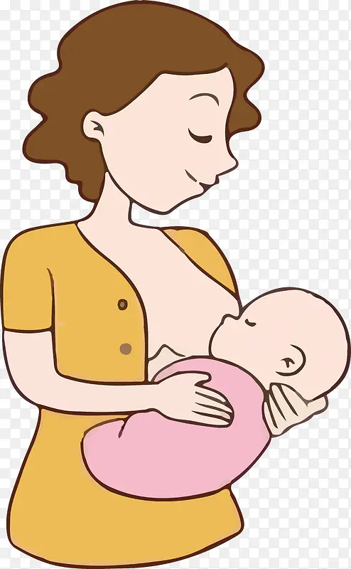 卡通母乳喂养新生儿矢量