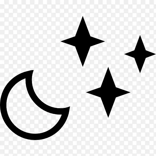 繁星新月晚上天气符号图标