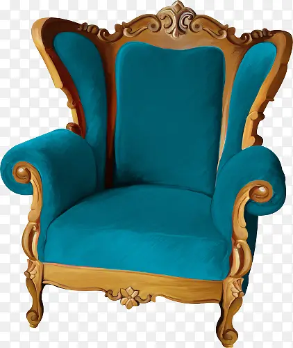 手绘蓝色天鹅绒欧式座椅