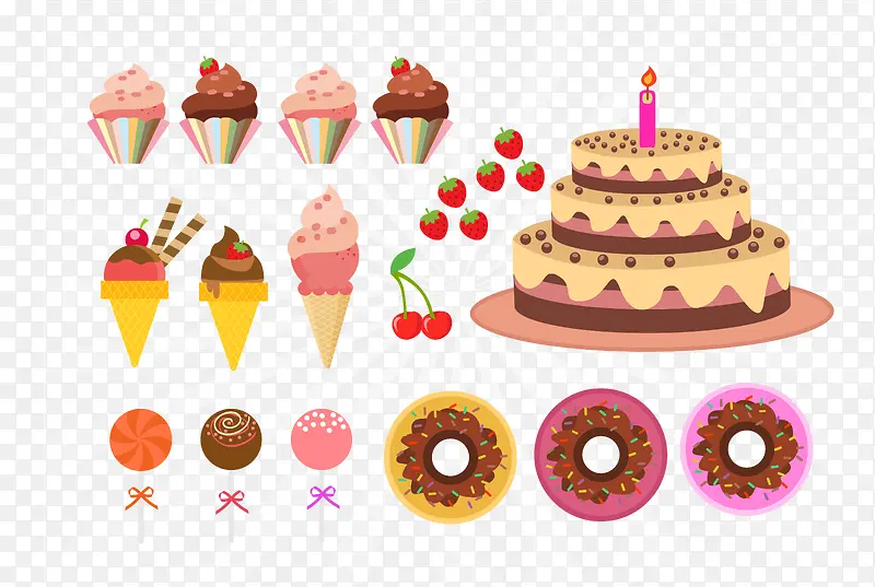 生日五彩元素图标蛋糕