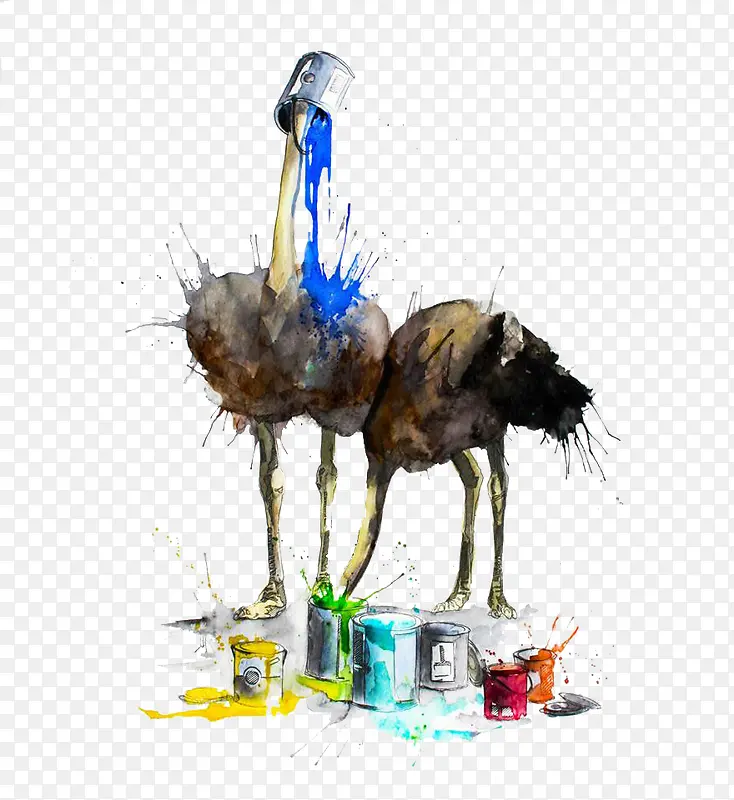 鸵鸟与油漆素材图片