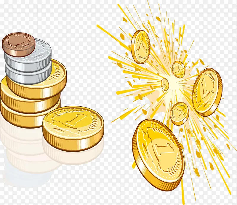 爆炸金币矢量图片