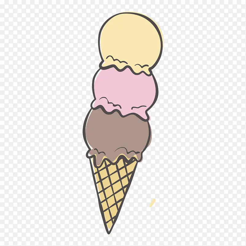 手绘彩色冰淇淋免抠