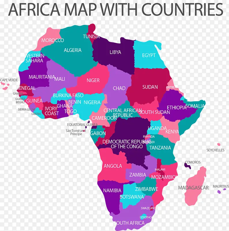 粉紫色非洲拼图地图