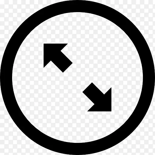 斜箭头符号扩展圆形界面按钮图标