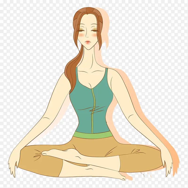 做瑜伽冥想的美女矢量插画