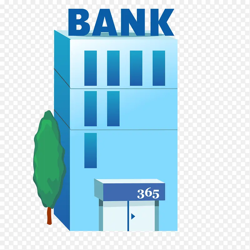 蓝色的银行建筑物设计