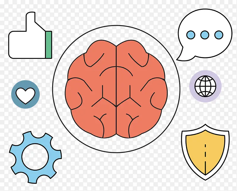 简约人类大脑思维扁平化图案