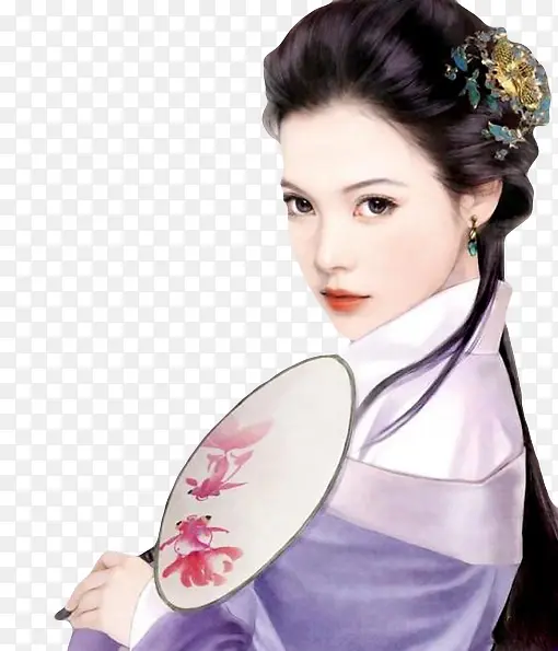 彩绘立绘拿着扇子女子图片