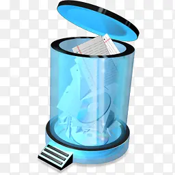 垃圾桶蓝色水晶风格系统PNG图标