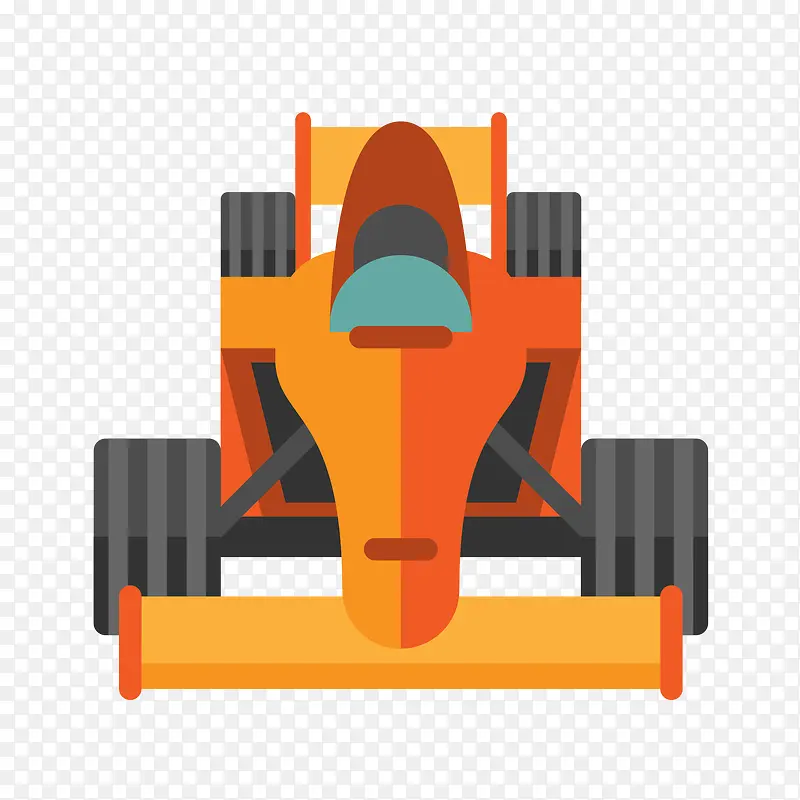 矢量卡通手绘橙色F1赛车免抠图PNG