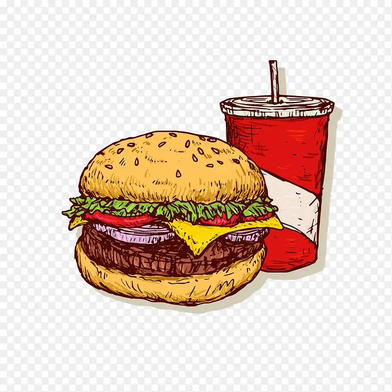 汉堡可乐免抠图下载
