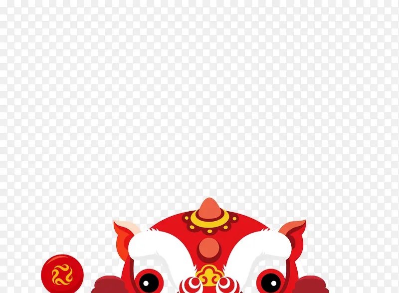 红色春节舞狮造型